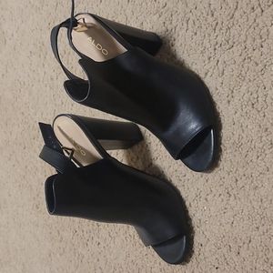 Aldo black peep toe booties 4 inch heels, like new barely worn size 7.5